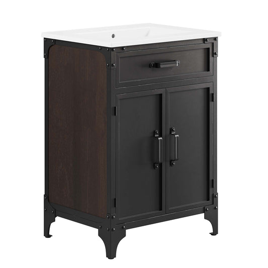 Modway - Steamforge 24" Bathroom Vanity by Modway  Bathroom Vanities Black - EEI-6413-WHI-BLK