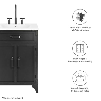 Modway - Steamforge 24" Bathroom Vanity by Modway  Bathroom Vanities Black - EEI-6413-WHI-BLK