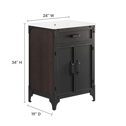 Modway - Steamforge 24" Bathroom Vanity by Modway  Bathroom Vanities Black - EEI-6413-WHI-BLK