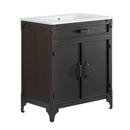 Modway - Steamforge 30" Bathroom Vanity by Modway  Bathroom Vanities Black - EEI-6415-WHI-BLK