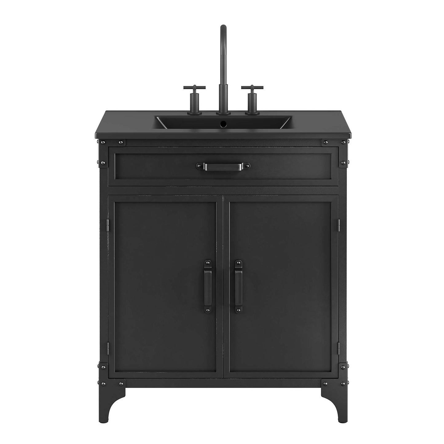 Modway - Steamforge 30" Bathroom Vanity by Modway  Bathroom Vanities Black - EEI-6416-BLK-BLK