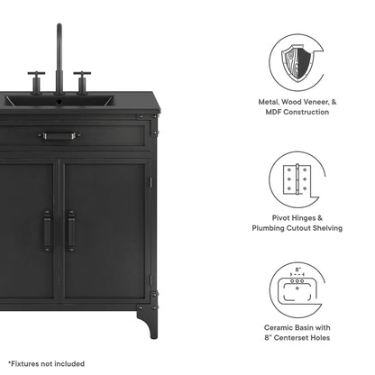 Modway - Steamforge 30" Bathroom Vanity by Modway  Bathroom Vanities Black - EEI-6416-BLK-BLK