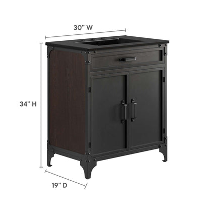 Modway - Steamforge 30" Bathroom Vanity by Modway  Bathroom Vanities Black - EEI-6416-BLK-BLK