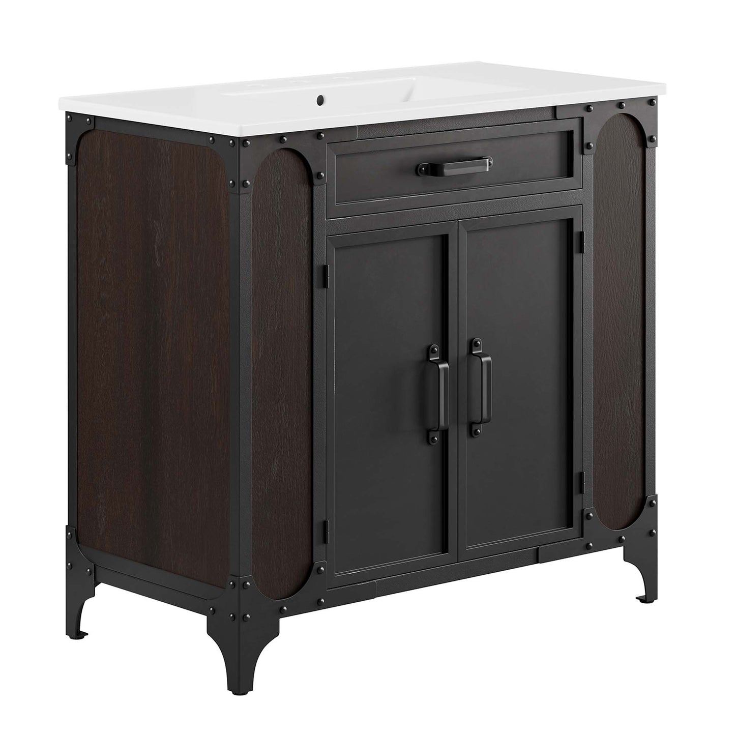 Modway - Steamforge 36" Bathroom Vanity by Modway  Bathroom Vanities Black - EEI-6417-WHI-BLK