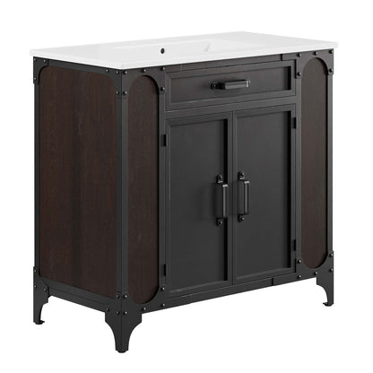 Modway - Steamforge 36" Bathroom Vanity by Modway  Bathroom Vanities Black - EEI-6417-WHI-BLK