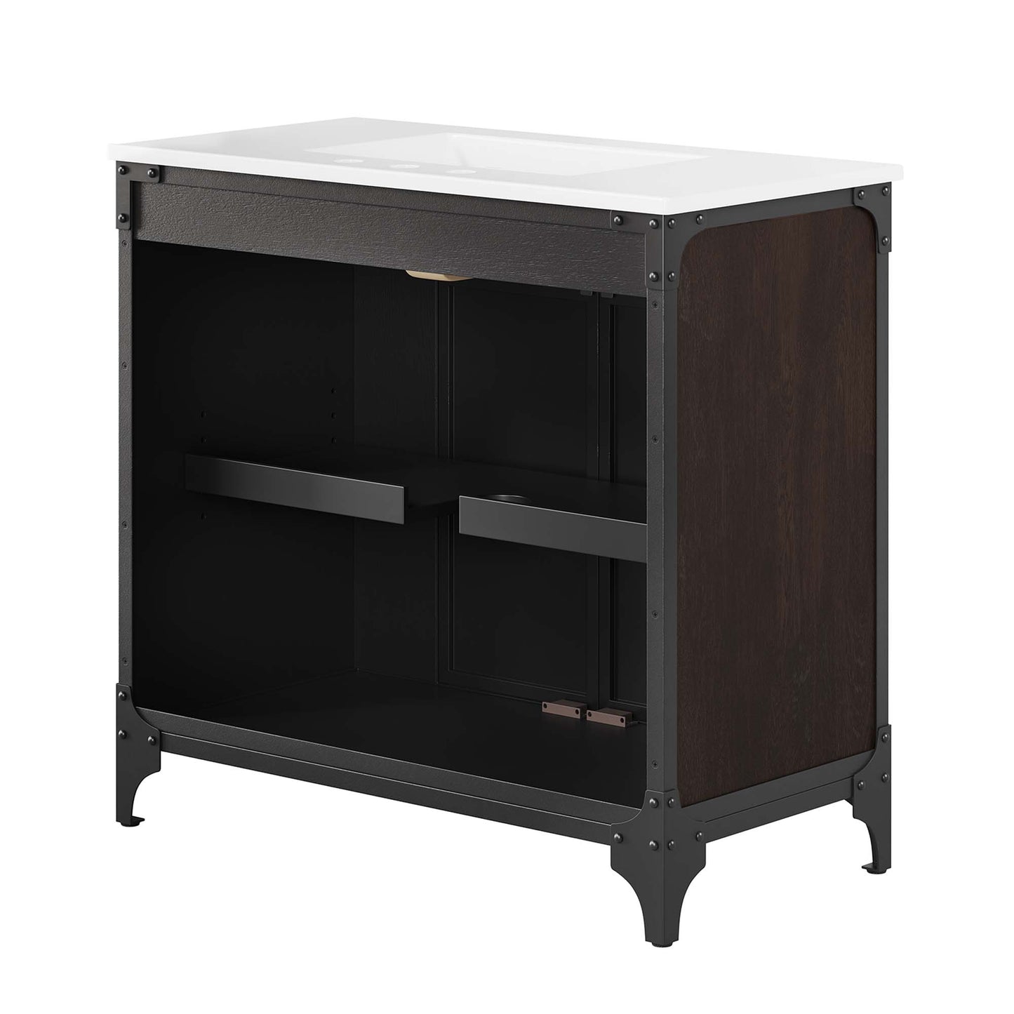 Modway - Steamforge 36" Bathroom Vanity by Modway  Bathroom Vanities Black - EEI-6417-WHI-BLK