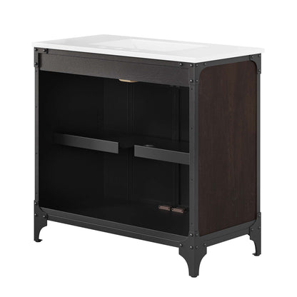 Modway - Steamforge 36" Bathroom Vanity by Modway  Bathroom Vanities Black - EEI-6417-WHI-BLK