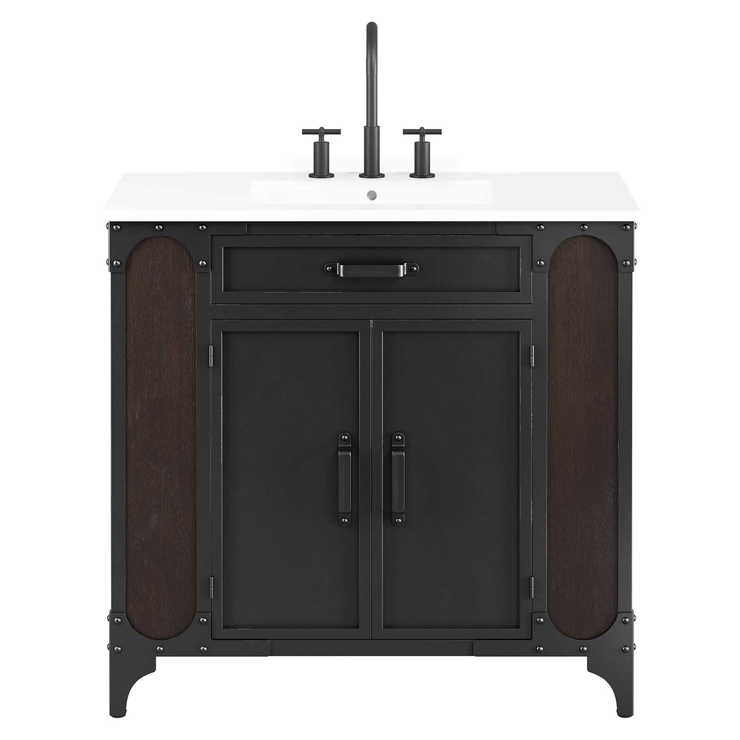 Modway - Steamforge 36" Bathroom Vanity by Modway  Bathroom Vanities Black - EEI-6417-WHI-BLK