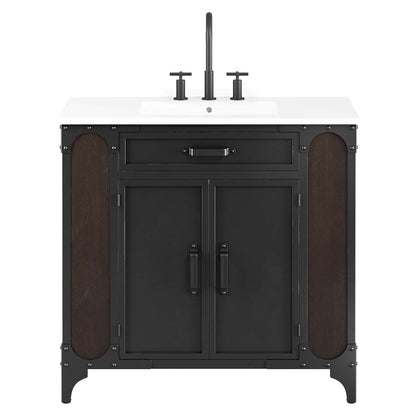Modway - Steamforge 36" Bathroom Vanity by Modway  Bathroom Vanities Black - EEI-6417-WHI-BLK