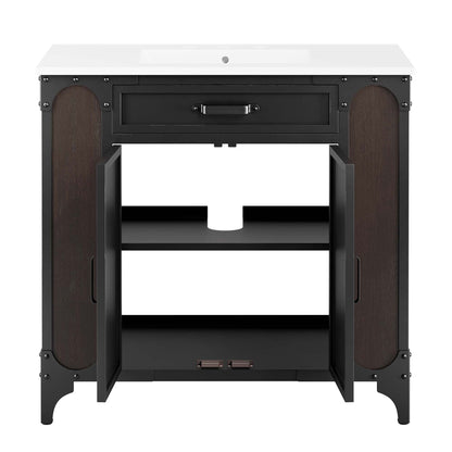 Modway - Steamforge 36" Bathroom Vanity by Modway  Bathroom Vanities Black - EEI-6417-WHI-BLK