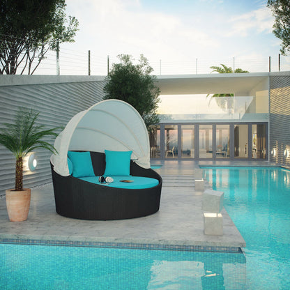 Modway Outlet Siesta Canopy Outdoor Patio Daybed by Modway  Outdoor Furniture Furniture Espresso Turquoise - EEI-642-EXP-TRQ