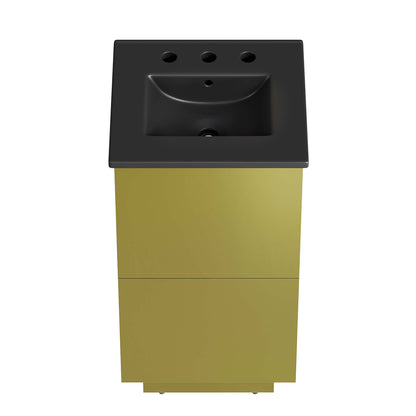 Modway Outlet Quantum 18" Bathroom Vanity by Modway  Bathroom Furniture Black Gold - EEI-6424-BLK-GLD