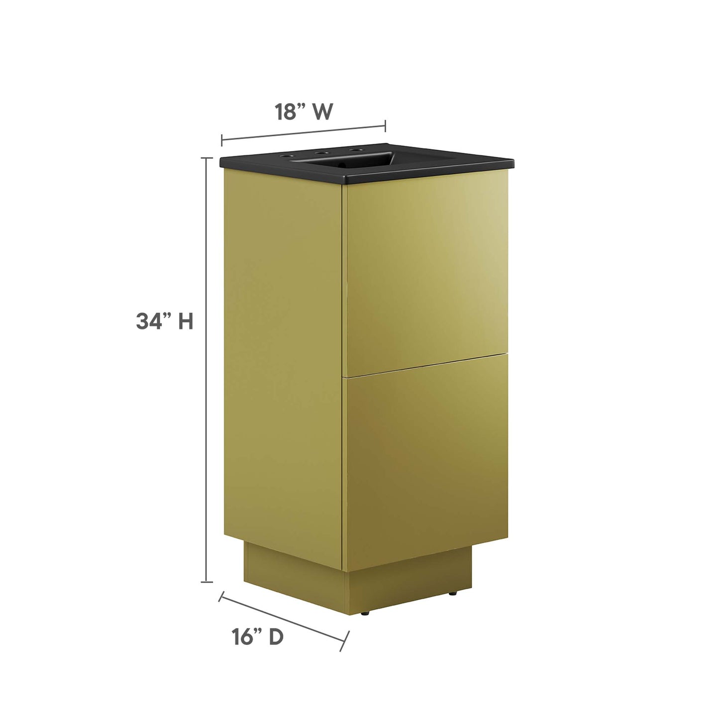 Modway Outlet Quantum 18" Bathroom Vanity by Modway  Bathroom Furniture Black Gold - EEI-6424-BLK-GLD