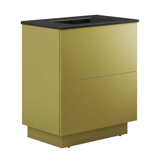 Modway Outlet Quantum 30" Bathroom Vanity by Modway  Bathroom Furniture Black Gold - EEI-6428-BLK-GLD