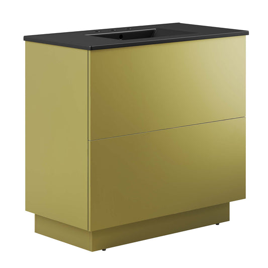Modway Outlet Quantum 36" Bathroom Vanity by Modway  Bathroom Furniture Black Gold - EEI-6430-BLK-GLD