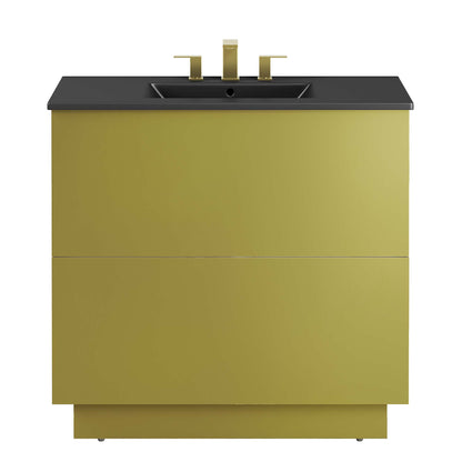 Modway Outlet Quantum 36" Bathroom Vanity by Modway  Bathroom Furniture Black Gold - EEI-6430-BLK-GLD