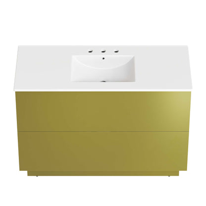 Modway Outlet Quantum 48" Single Sink Bathroom Vanity by Modway  Bathroom Furniture White Gold - EEI-6431-WHI-GLD