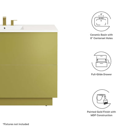 Modway Outlet Quantum 48" Single Sink Bathroom Vanity by Modway  Bathroom Furniture White Gold - EEI-6431-WHI-GLD