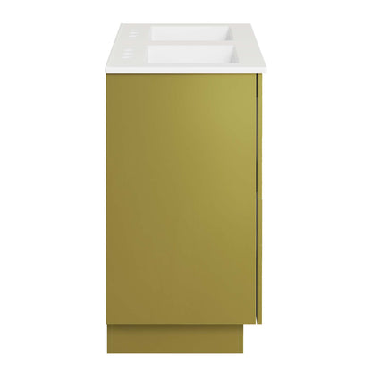 Modway Outlet Quantum 48" Double Sink Bathroom Vanity by Modway  Bathroom Furniture White Gold - EEI-6433-WHI-GLD