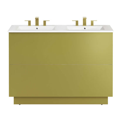 Modway Outlet Quantum 48" Double Sink Bathroom Vanity by Modway  Bathroom Furniture White Gold - EEI-6433-WHI-GLD