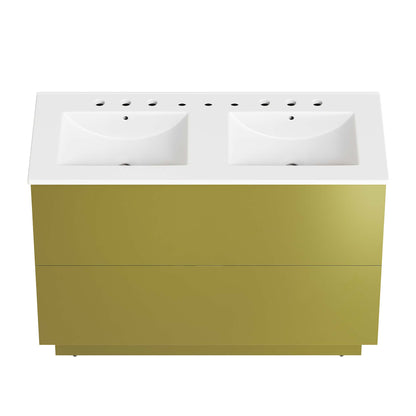 Modway Outlet Quantum 48" Double Sink Bathroom Vanity by Modway  Bathroom Furniture White Gold - EEI-6433-WHI-GLD