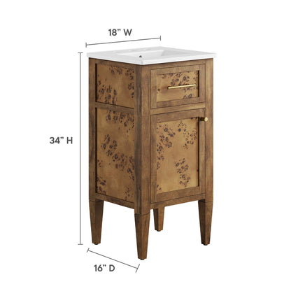 Modway - Elysian 18" Wood Bathroom Vanity by Modway  Bathroom Vanities Brown - EEI-6436-WHI-BRN