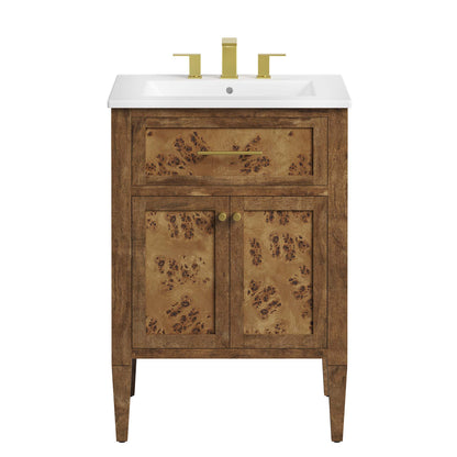 Modway - Elysian 24" Wood Bathroom Vanity by Modway  Bathroom Vanities Brown - EEI-6440-WHI-BRN