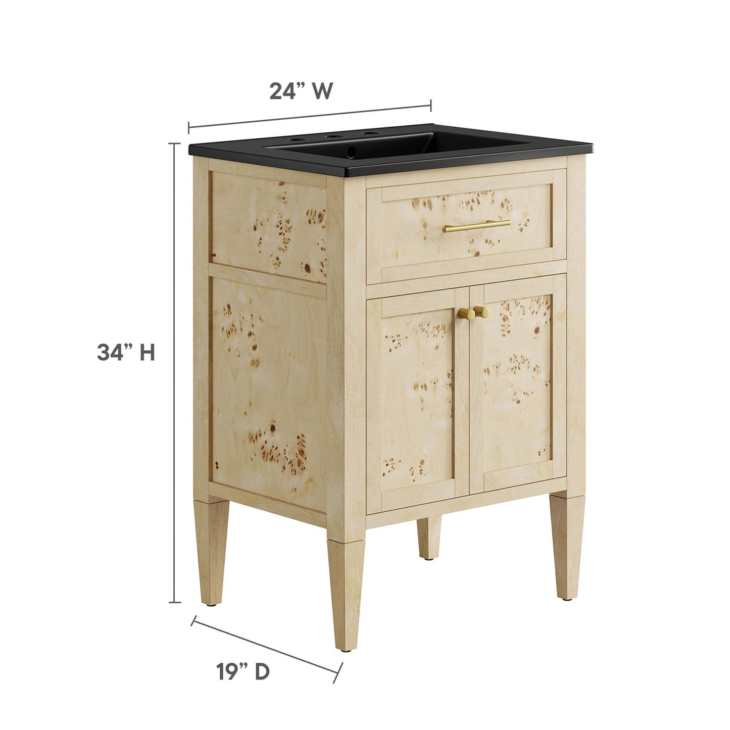 Modway - Elysian 24" Wood Bathroom Vanity by Modway  Bathroom Vanities Oatmeal - EEI-6441-BLK-BUR