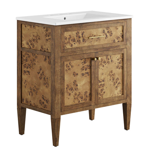 Modway - Elysian 30" Wood Bathroom Vanity by Modway  Bathroom Vanities Brown - EEI-6444-WHI-BRN