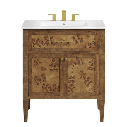 Modway - Elysian 30" Wood Bathroom Vanity by Modway  Bathroom Vanities Brown - EEI-6444-WHI-BRN