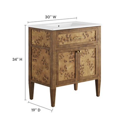 Modway - Elysian 30" Wood Bathroom Vanity by Modway  Bathroom Vanities Brown - EEI-6444-WHI-BRN