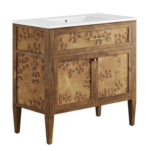 Modway - Elysian 36" Wood Bathroom Vanity by Modway  Bathroom Vanities Brown - EEI-6448-WHI-BRN