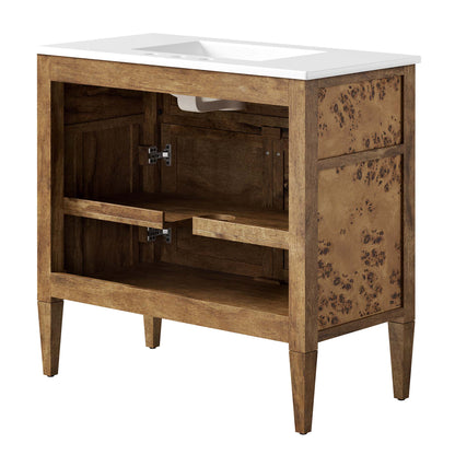 Modway - Elysian 36" Wood Bathroom Vanity by Modway  Bathroom Vanities Brown - EEI-6448-WHI-BRN