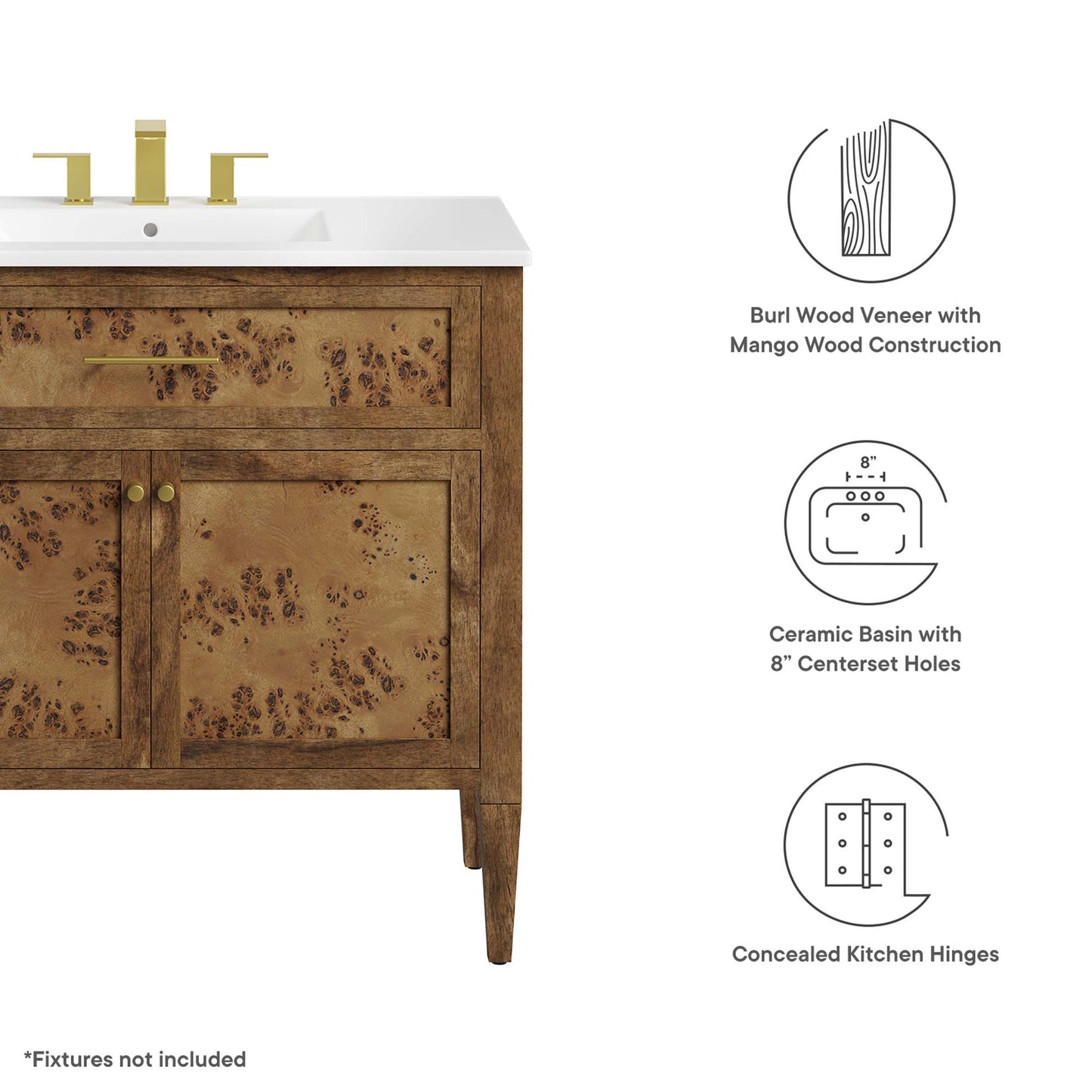 Modway - Elysian 36" Wood Bathroom Vanity by Modway  Bathroom Vanities Brown - EEI-6448-WHI-BRN