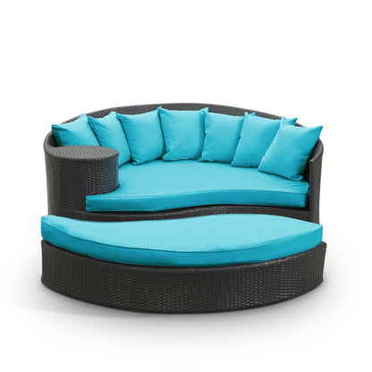 Modway Outlet Taiji Outdoor Patio Wicker Daybed by Modway  Outdoor Furniture Furniture Espresso Turquoise - EEI-645-EXP-TRQ