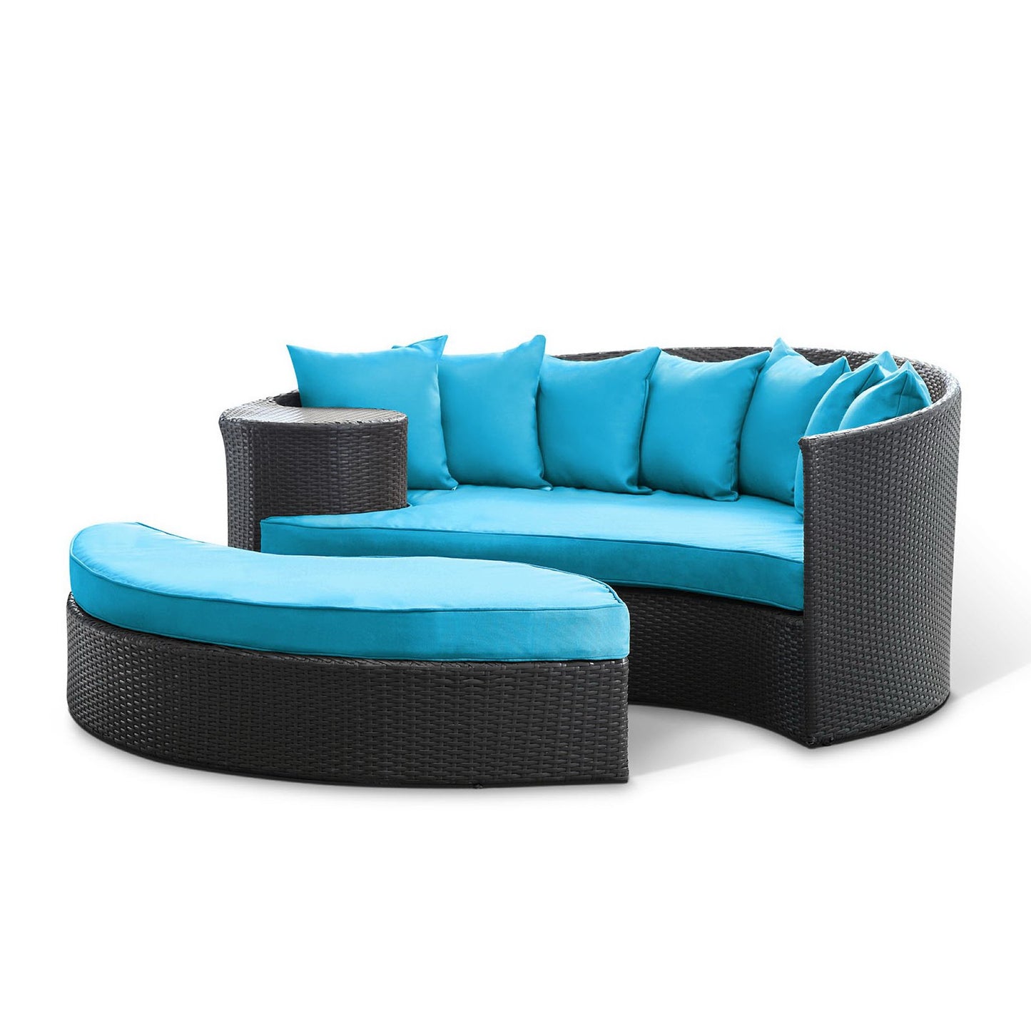 Modway Outlet Taiji Outdoor Patio Wicker Daybed by Modway  Outdoor Furniture Furniture Espresso Turquoise - EEI-645-EXP-TRQ
