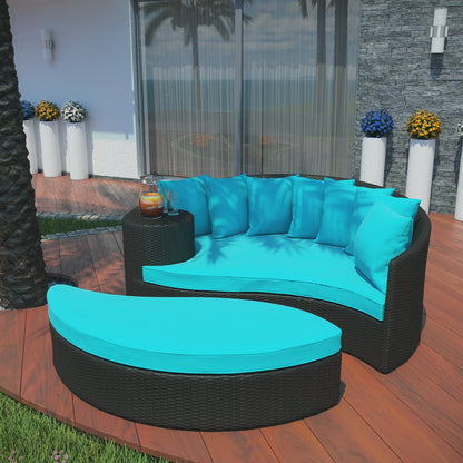 Modway Outlet Taiji Outdoor Patio Wicker Daybed by Modway  Outdoor Furniture Furniture Espresso Turquoise - EEI-645-EXP-TRQ