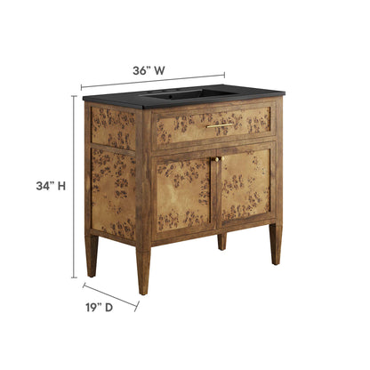 Modway - Elysian 36" Wood Bathroom Vanity by Modway  Bathroom Vanities Brown - EEI-6450-BLK-BRN