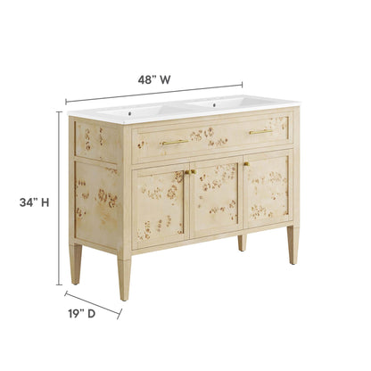 Modway - Elysian 48" Double Sink Bathroom Vanity by Modway  Bathroom Vanities Brown - EEI-6454-WHI-BUR