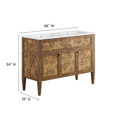 Modway - Elysian 48" Wood Double Sink Bathroom Vanity by Modway  Bathroom Vanities Brown - EEI-6456-WHI-BRN