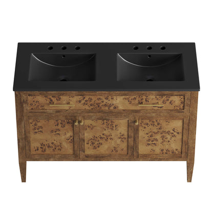 Modway - Elysian 48" Wood Double Sink Bathroom Vanity by Modway  Bathroom Vanities Brown - EEI-6457-BLK-BRN