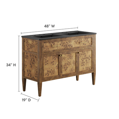 Modway - Elysian 48" Wood Double Sink Bathroom Vanity by Modway  Bathroom Vanities Brown - EEI-6457-BLK-BRN
