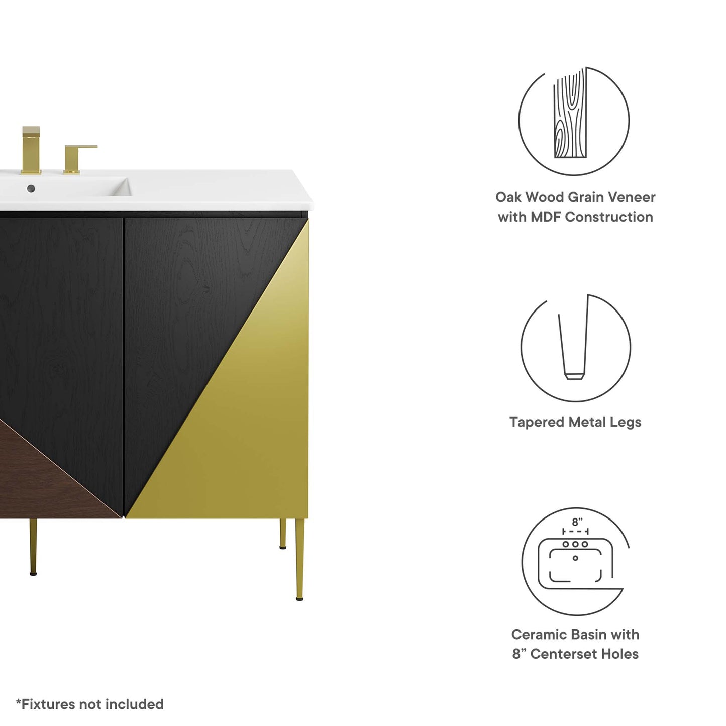 Modway Outlet Alchemist 48" Single Sink Bathroom Vanity by Modway  Bathroom Furniture White Black - EEI-6466-WHI-BLK