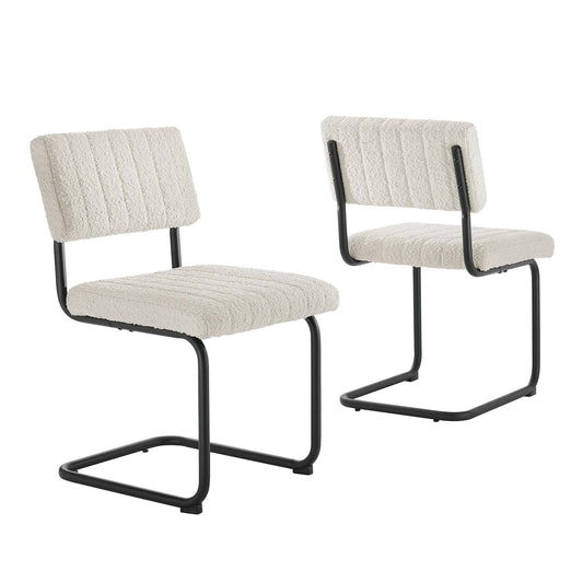 Modway Outlet Parity Boucle Dining Side Chairs Set of 2 by Modway  Bar and Dining Furniture Black Ivory - EEI-6469-BLK-IVO