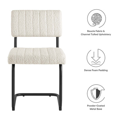 Modway Outlet Parity Boucle Dining Side Chairs Set of 2 by Modway  Bar and Dining Furniture Black Ivory - EEI-6469-BLK-IVO