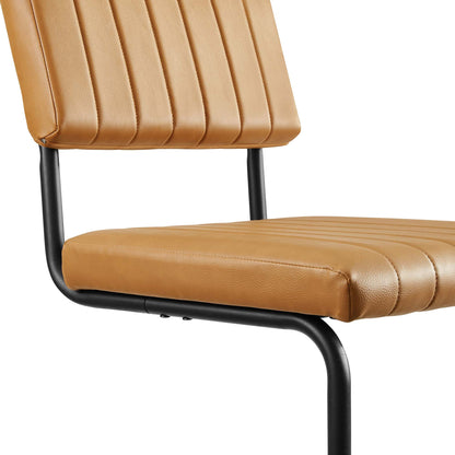 Modway - Parity Vegan Leather Dining Side Chairs Set of 2 by Modway  Bar and Dining Dining Chairs Brown - EEI-6470-BLK-TAN