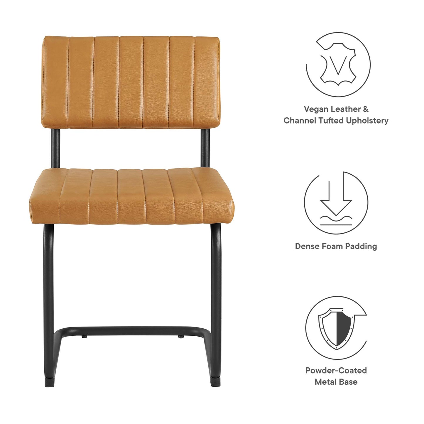 Modway - Parity Vegan Leather Dining Side Chairs Set of 2 by Modway  Bar and Dining Dining Chairs Brown - EEI-6470-BLK-TAN