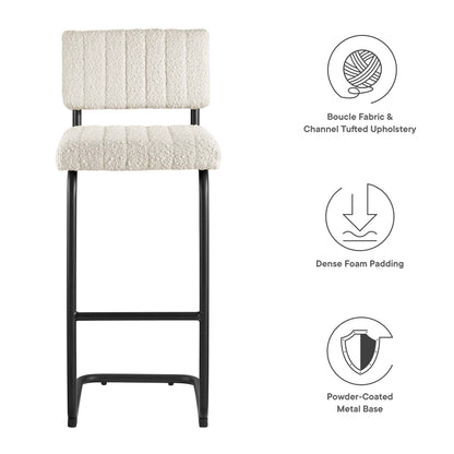 Modway Outlet Parity Boucle Bar Stools Set of 2 by Modway  Bar and Dining Furniture Black Ivory - EEI-6473-BLK-IVO