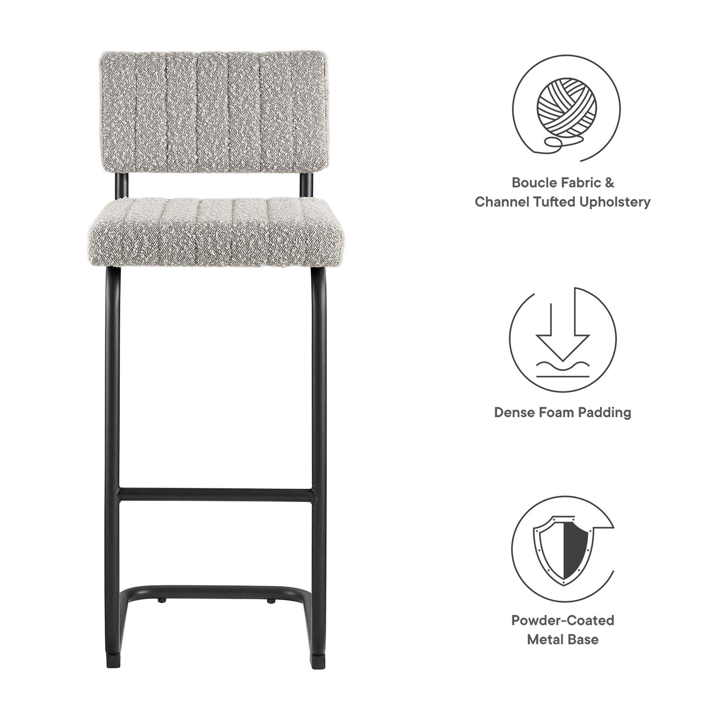 Modway Outlet Parity Boucle Bar Stools Set of 2 by Modway  Bar and Dining Furniture Black Taupe - EEI-6473-BLK-TAU