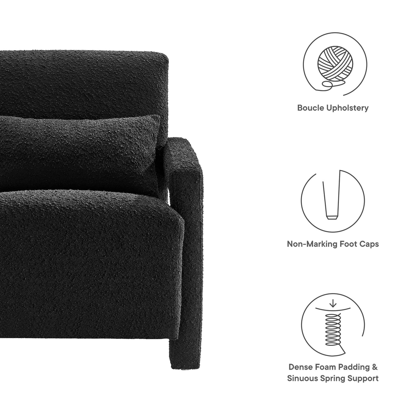 Modway Outlet Mirage Boucle Upholstered Armchair by Modway  Living Room Furniture Black - EEI-6475-BLK